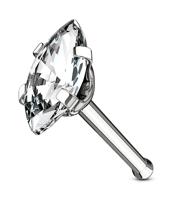 20G Clear Oval CZ Stainless Steel Nosebone