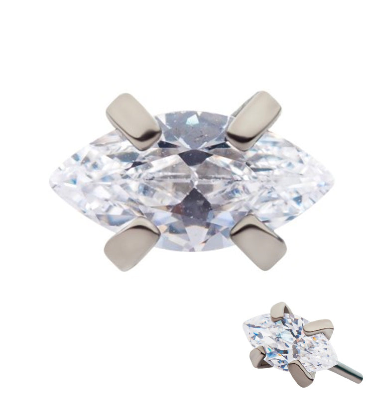 Prong Set Oval CZ Titanium Threadless Top