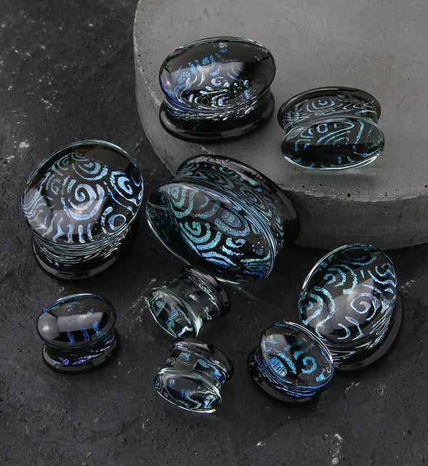 Oval Radial Dichroic Glass Double Flare Plugs