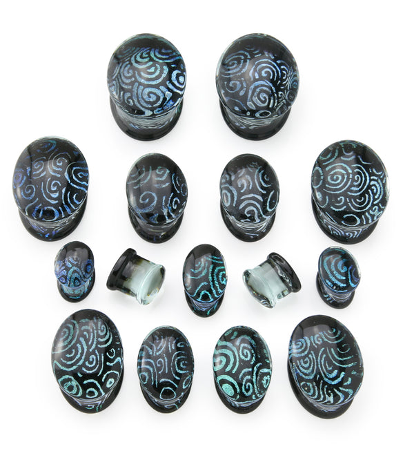 Oval Radial Dichroic Glass Double Flare Plugs