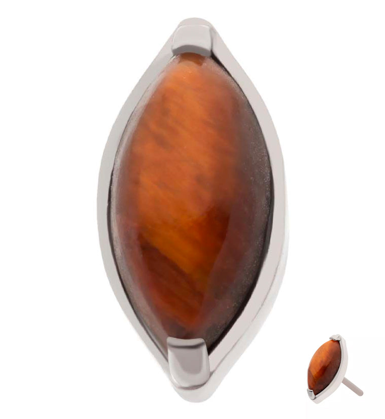 Oval Tiger Eye Stone Titanium Threadless Top