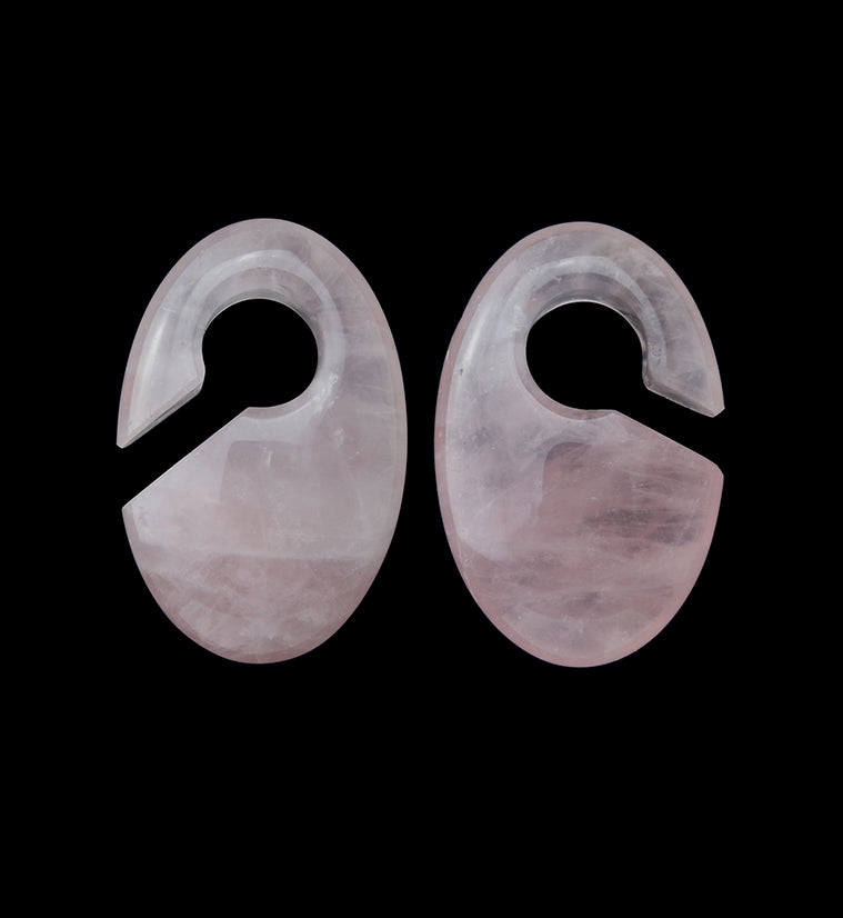 Ovaloid Rose Quartz Ear Weights