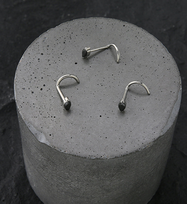 Ovate Black CZ Titanium Nose Screw Ring