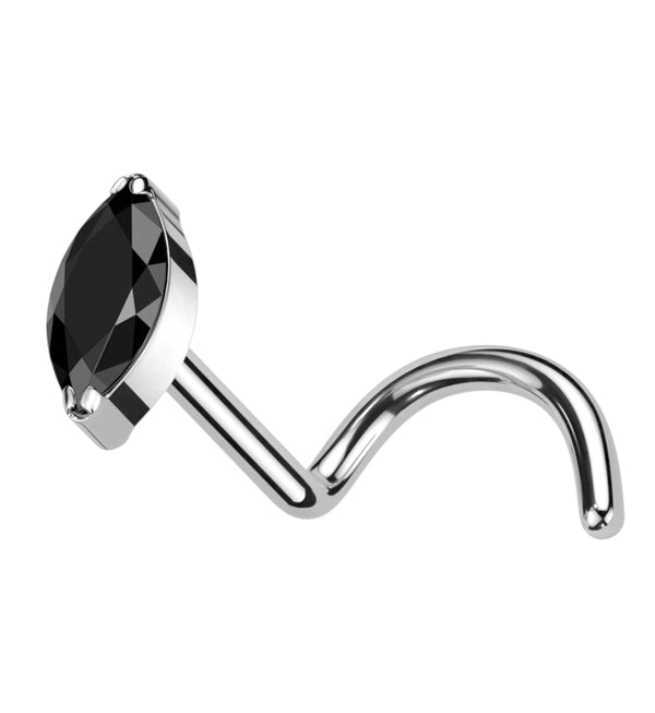 Ovate Black CZ Titanium Nose Screw Ring