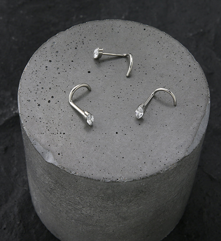 Ovate Clear CZ Titanium Nose Screw Ring