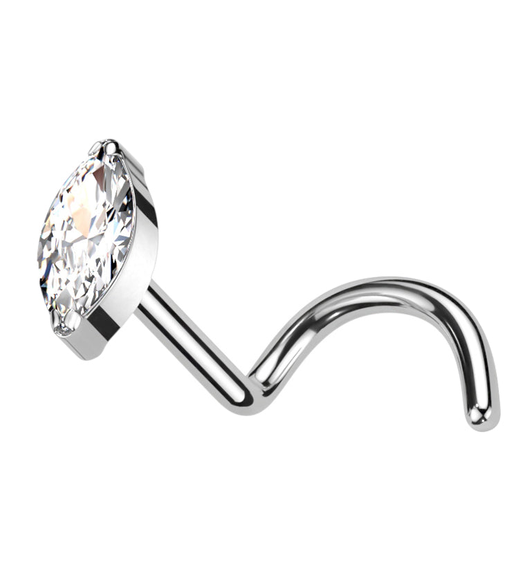 Ovate Clear CZ Titanium Nose Screw Ring