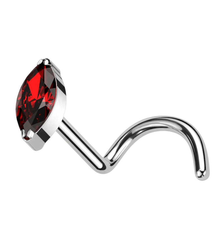 Ovate Red CZ Titanium Nose Screw Ring