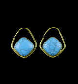Ovate Turquoise Howlite Stone Brass Ear Weights
