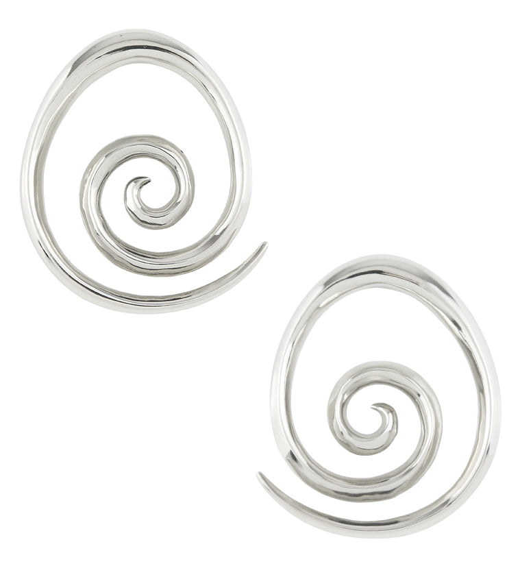 Oviform Spiral White Brass Ear Weights