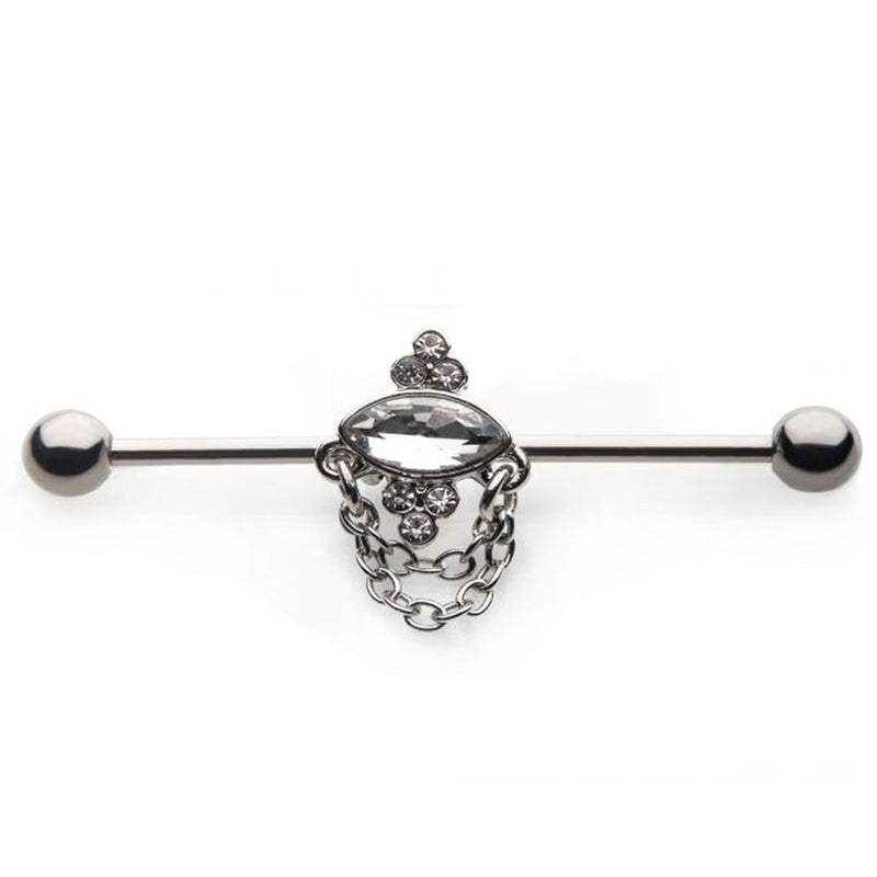 Ovoid Gem Chained Industrial Barbell