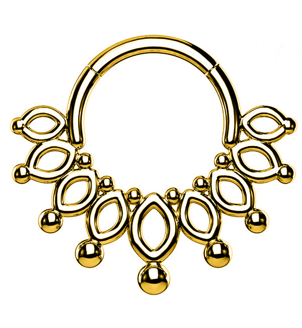 Gold PVD Ovoidal Fan Hinged Segment Ring