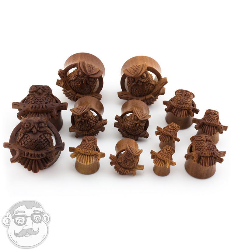 Owl Perch Carved Saba Wood Tunnels