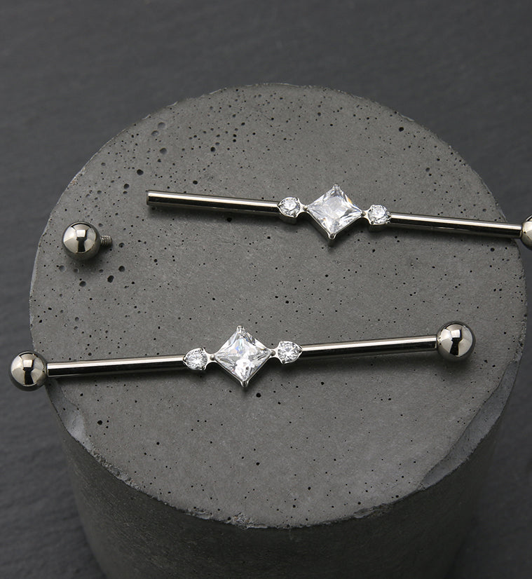 Paragon Clear CZ Titanium Industrial Barbell