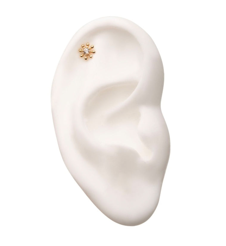 14kt Gold Particle Gem Threadless Top