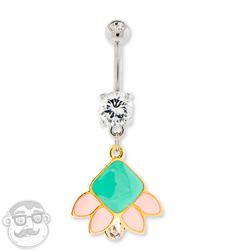Pastel Lotus Belly Button Ring