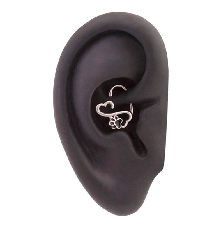 Paw Heart Hoop Daith Ring