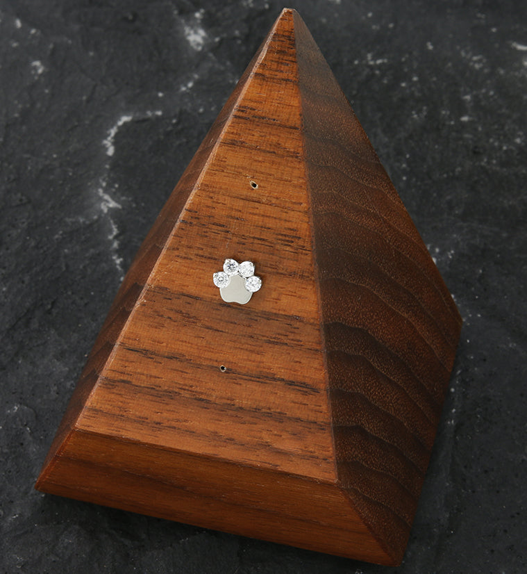 Paw Print Clear CZ Titanium Threadless Top