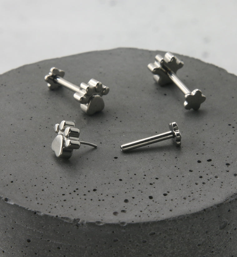 Paw Print Titanium Threadless Labret