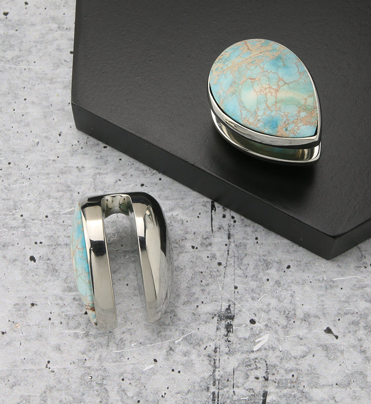 Peak Blue Sediment Stone White Brass Ear Weights