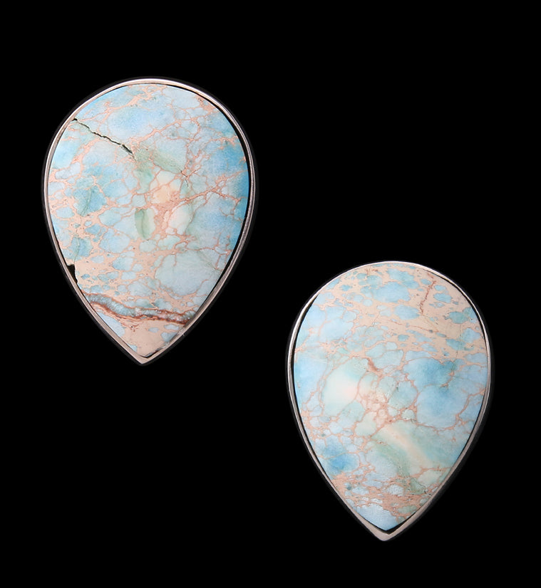 Peak Blue Sediment Stone White Brass Ear Weights