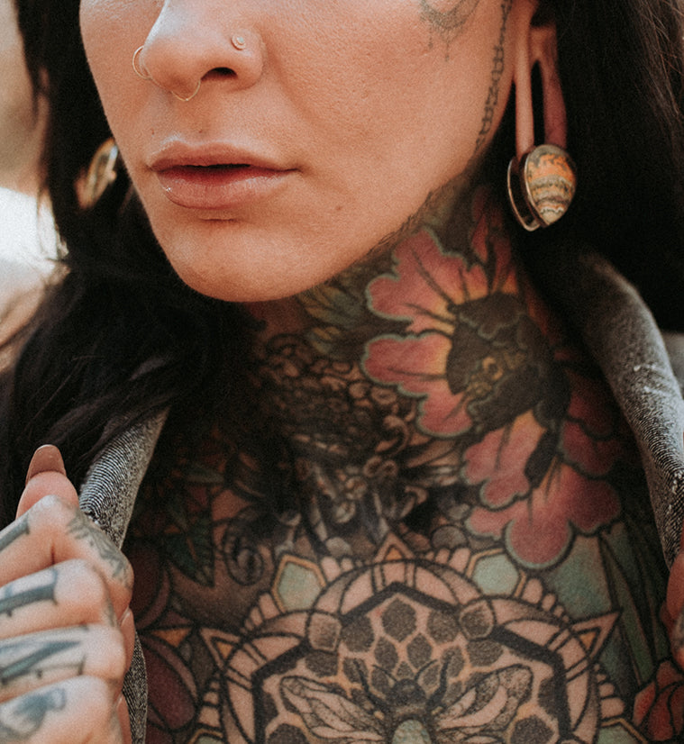 Peak Bumblebee Jasper Stone White Brass Ear Weights