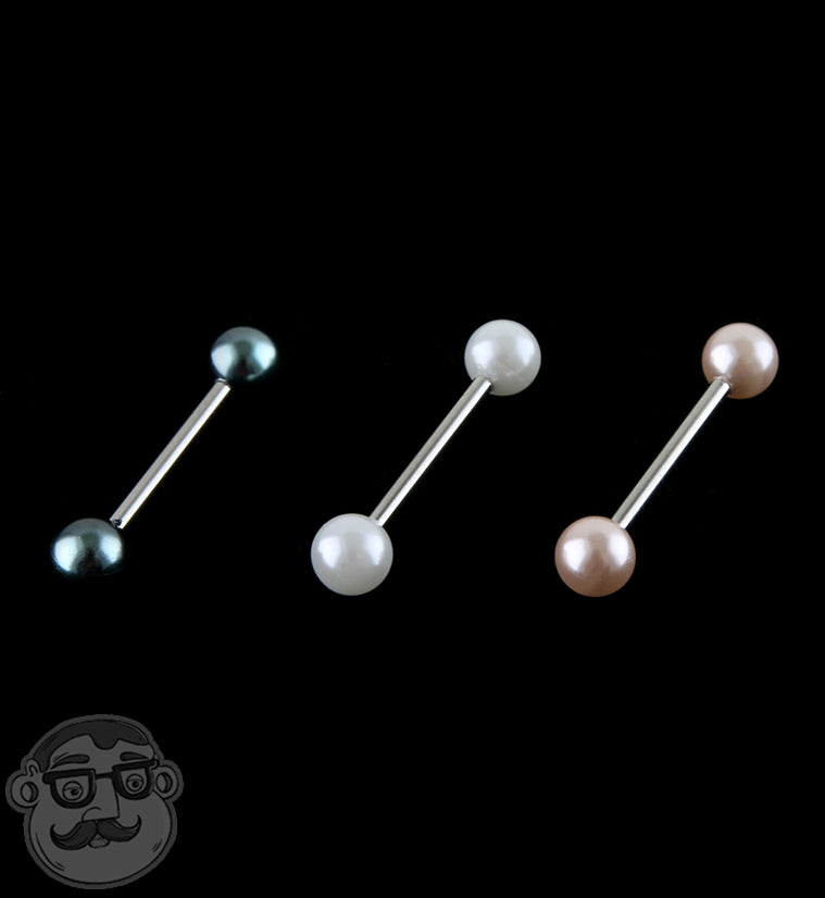 14G Pearl Stainless Steel Barbell