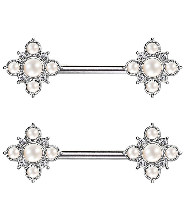 14G Pearly Poly Nipple Ring Barbell