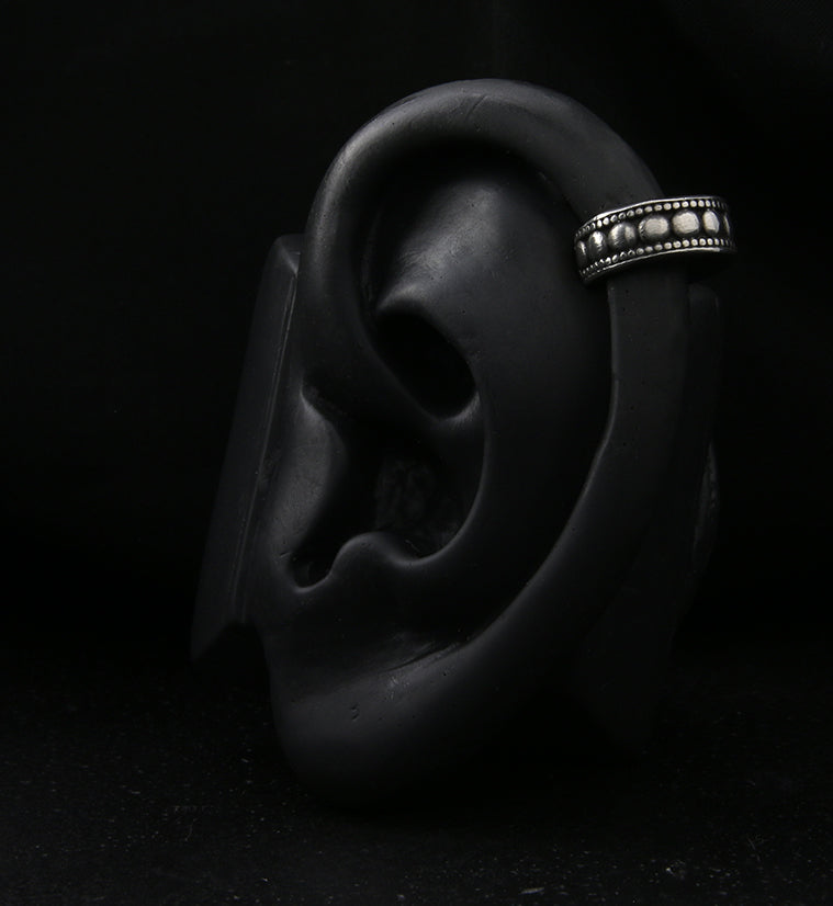 Pebble White Brass Ear Cuff