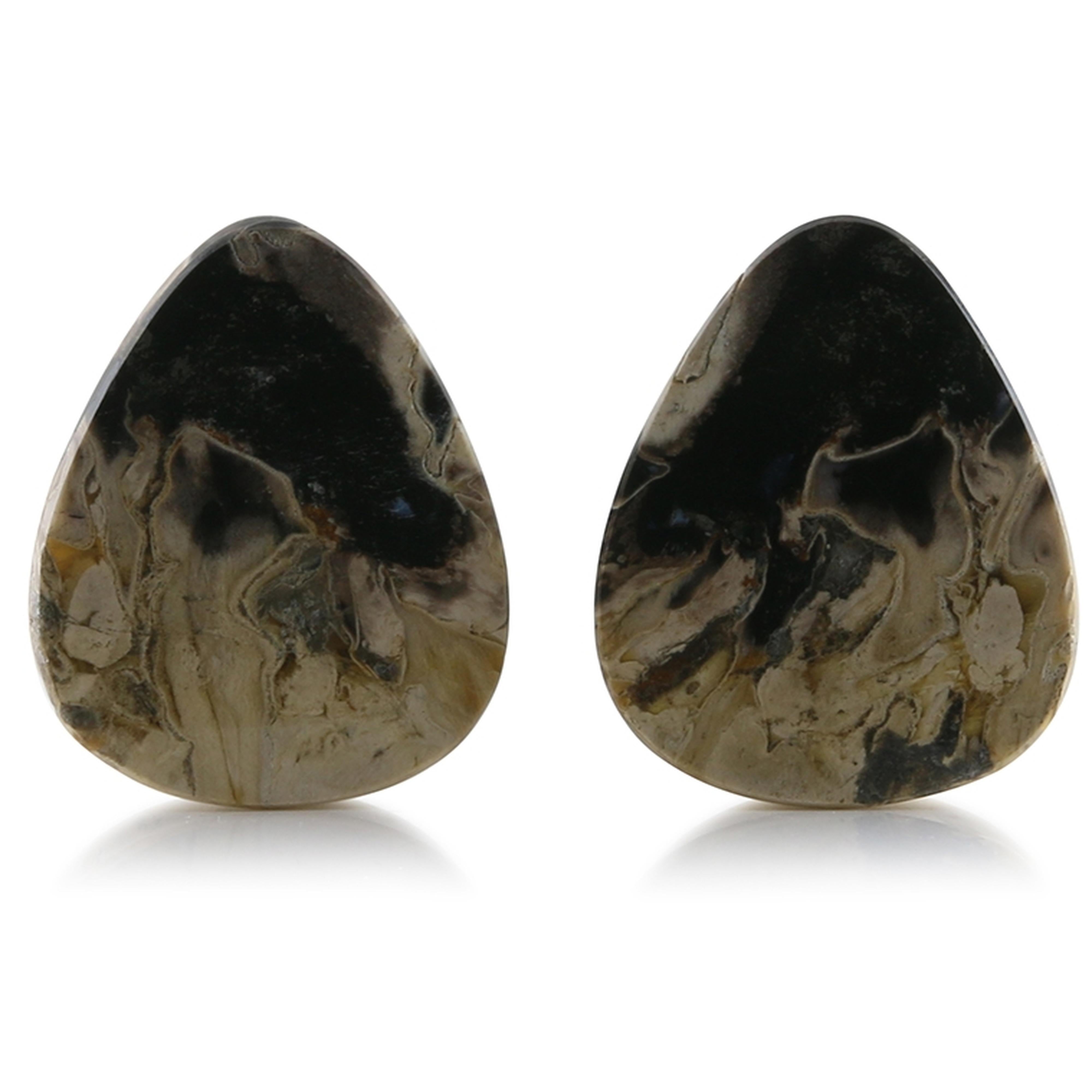 Petrified Palm Root Stone Teardrop Plugs 1 & 1/32" (26.5mm)