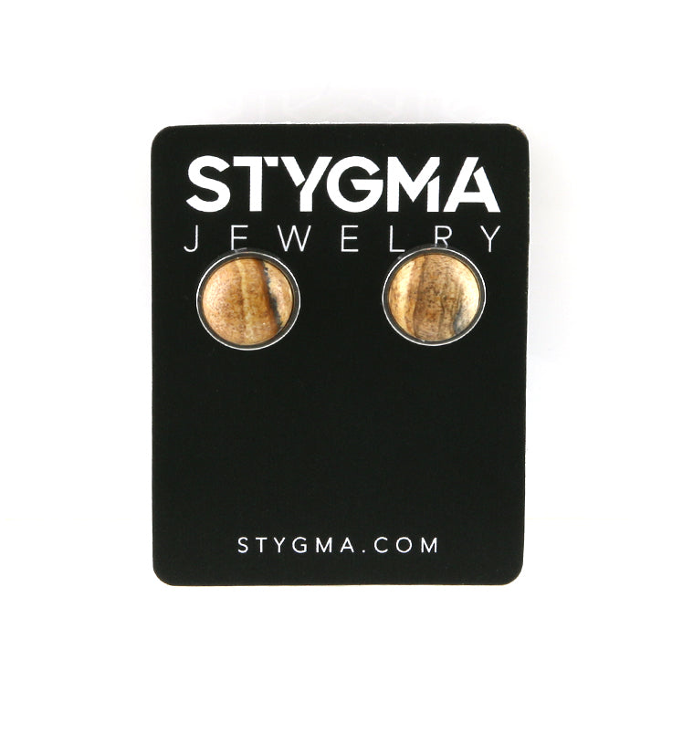 Picture Jasper Stone Stud Earrings