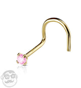 20G 14kt Gold Prong CZ Nose Screw Ring