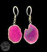 Pink Agate Stone Brass Hangers
