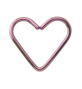 Pink Anodized Heart Seamless Titanium Hoop Ring