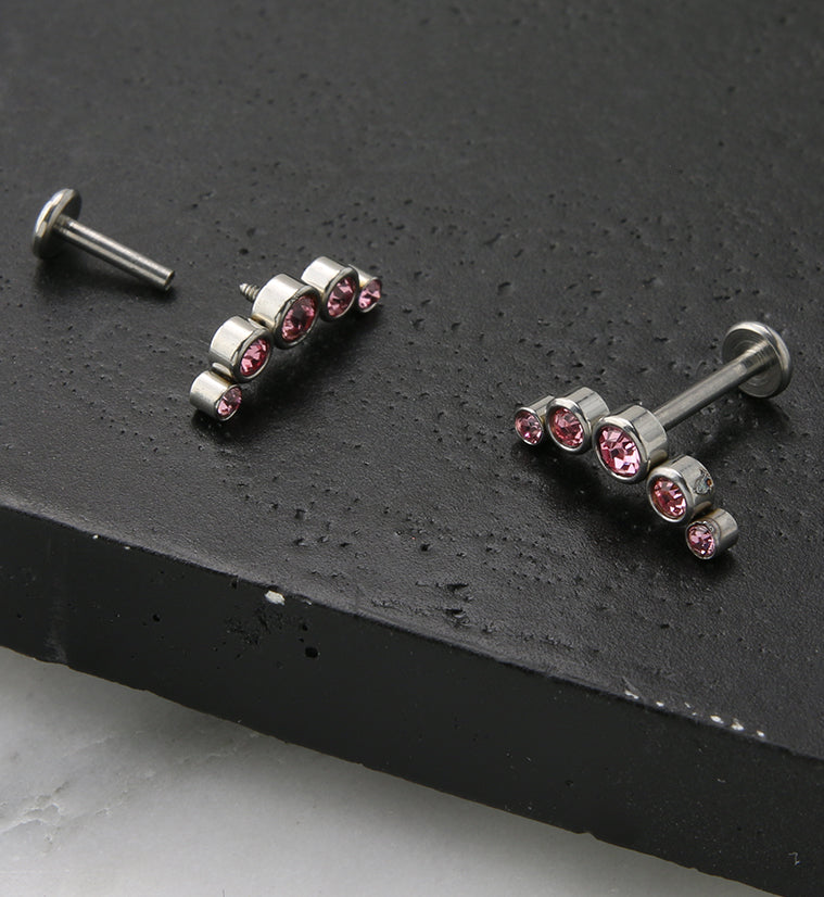 Pink Arch CZ Labret Post