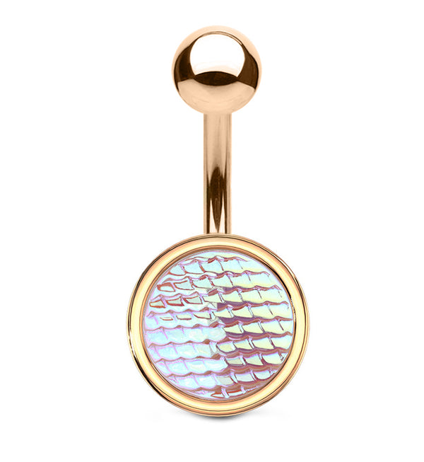 Rose Gold PVD Pink Aurora Mermaid Scale Belly Button Ring