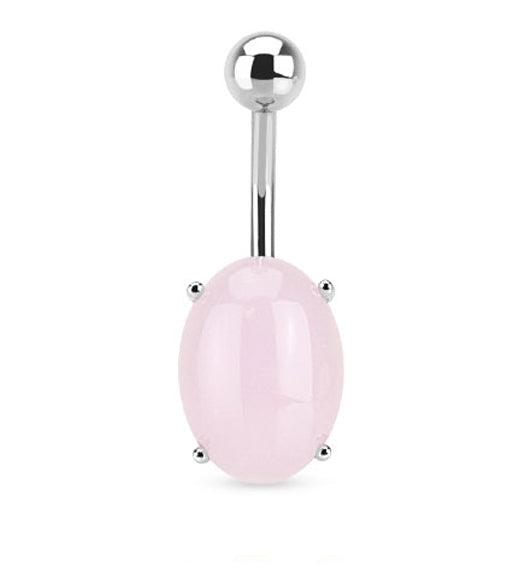 Pink Aventurine Oval Belly Button Ring