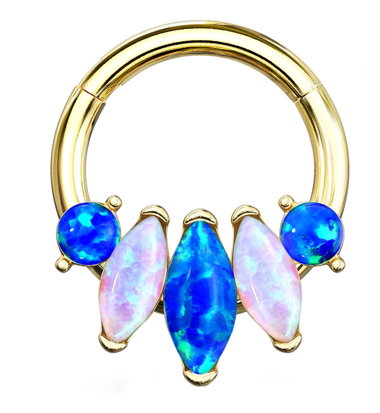 Gold Opalite Marquise Hinged Segment Ring