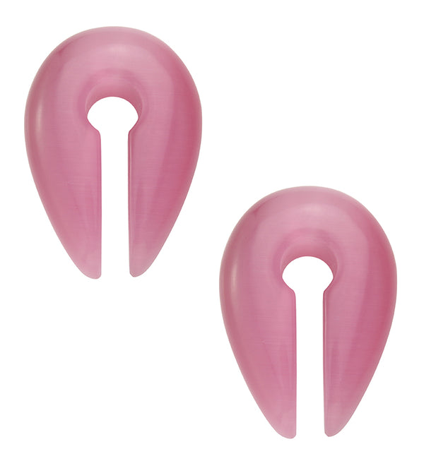 Pink Cat's Eye Glass Keyhole Ear Weights