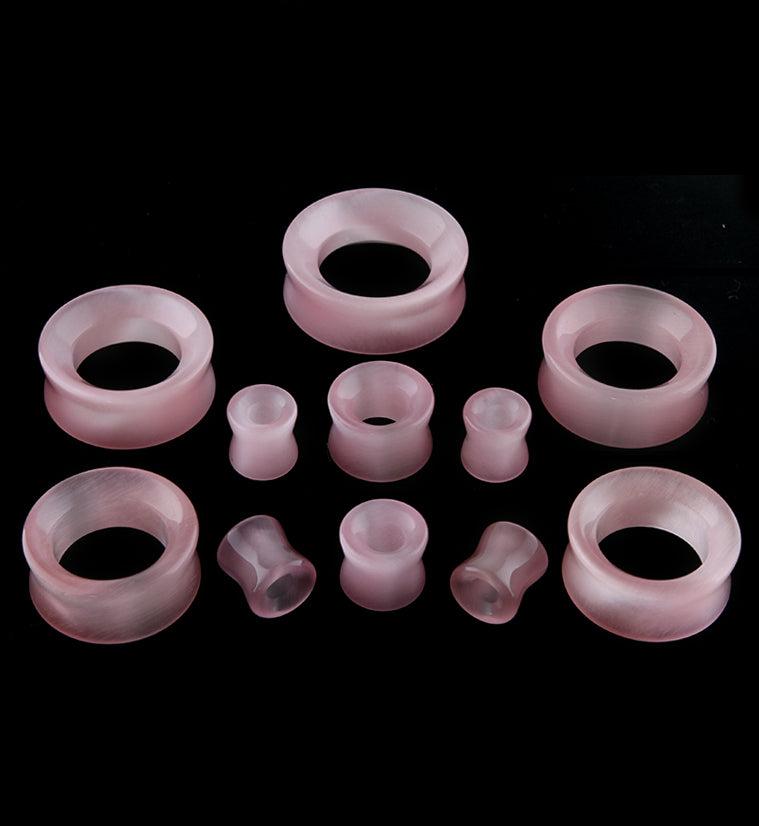 Pink Cat's Eye Glass Tunnel Plugs