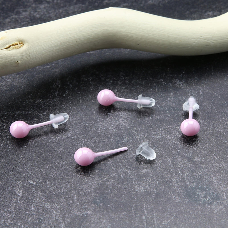 Pink Ceramic Orb Earrings