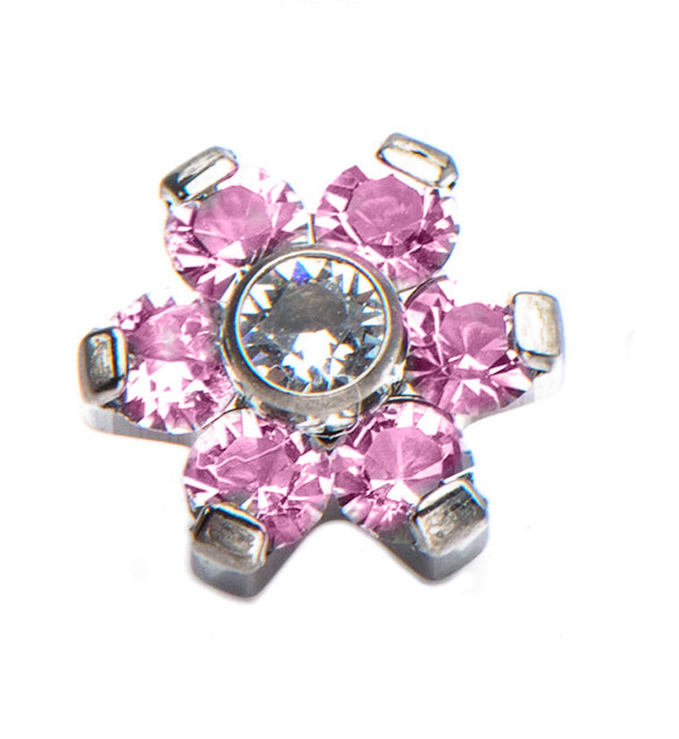 Pink & Clear Floret Titanium Threaded End