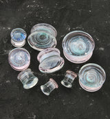 Pink Cosmos Glass Double Flare Plugs