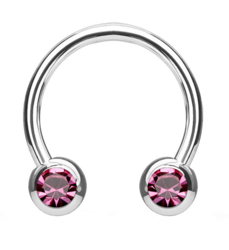 Pink CZ Steel Stainless Circular Barbell