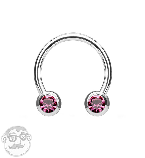 Pink CZ Steel Stainless Circular Barbell