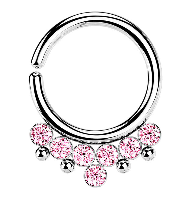 Pink CZ Rally Annealed Seamless Hoop Ring