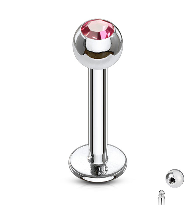 Pink CZ Labret Post