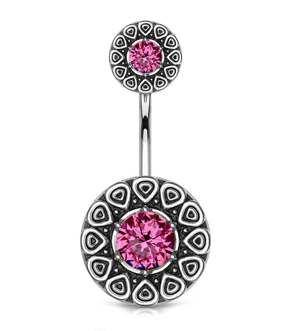 Pink CZ Aegis Belly Button Ring