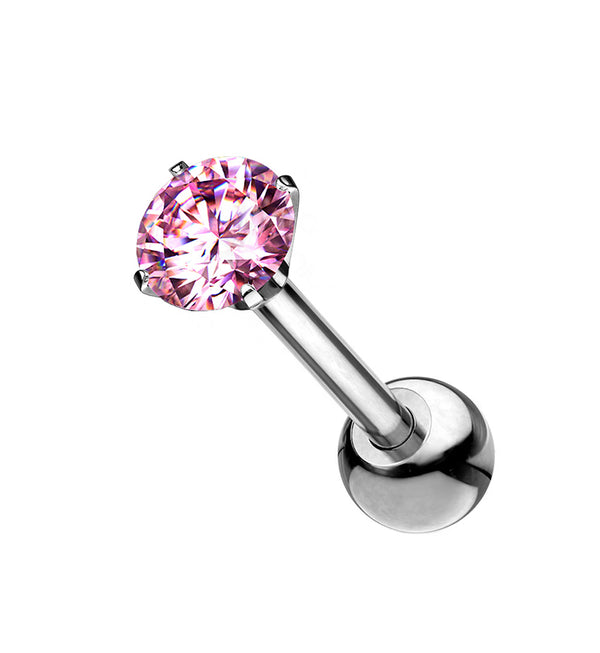 Pink CZ Titanium Cartilage Barbell