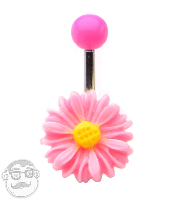 Pink Flower Belly Button Ring