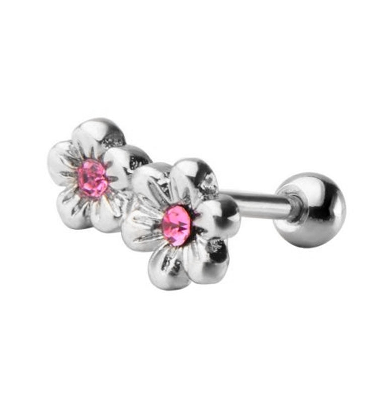 18G Double Flower Cartilage Barbell